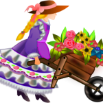 Girl with flowers in wheelb 7ab645a5